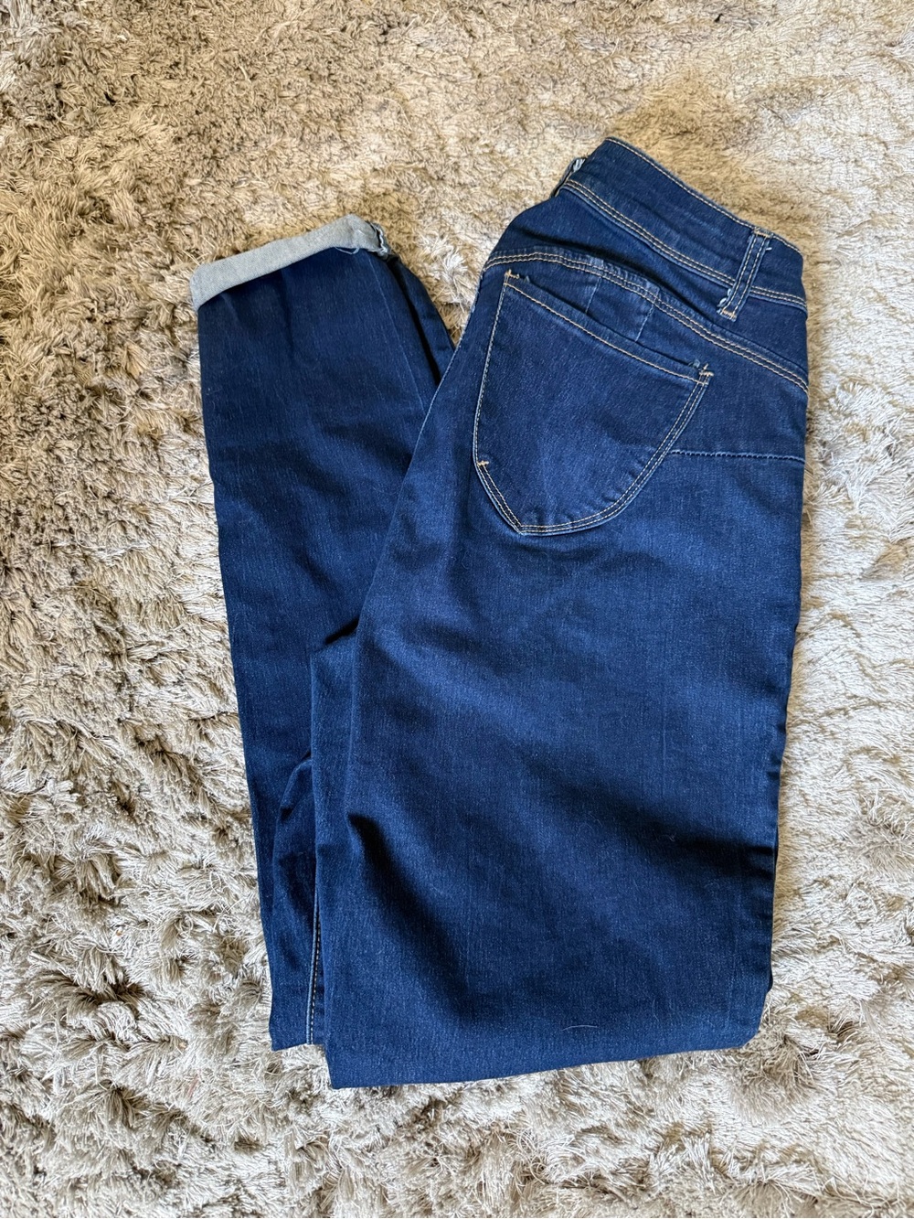 Women's dark wash skinny jeans, cuffed Hot Kiss Jeans size 14